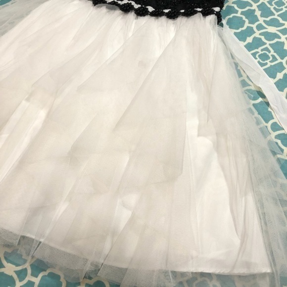 BONNIE JEAN Black White Beaded Tulle Dress 8 - Picture 3 of 7